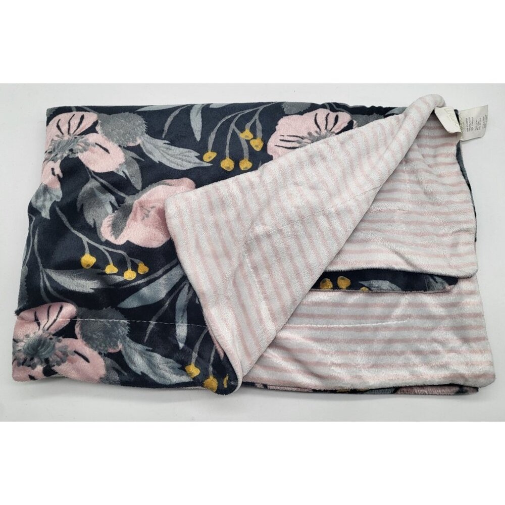 Lila & Jack Baby Blanket Floral Reversible Striped Minky Lovey Security Nursery